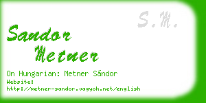 sandor metner business card