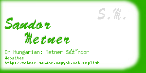 sandor metner business card